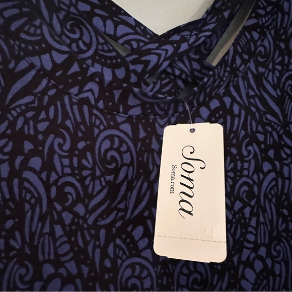 Soma Live Lounge Wear Cross-Back Tunic Splendor Mini Women's Medium Blue Black - Picture 5 of 10